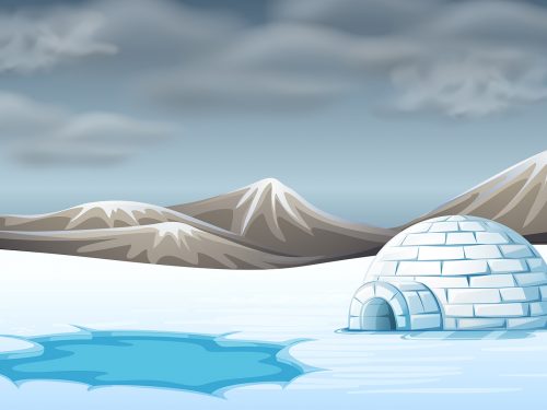 Igloo in Cold Terrain Free Vector Illustration