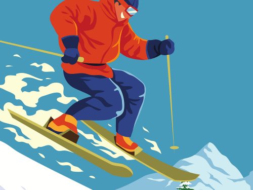 Skier Jump Free Vector Illustration