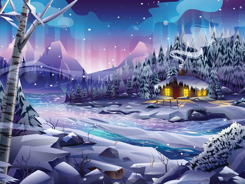 Winter Landscape Free Vector Illustration