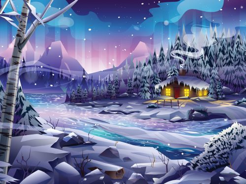 Winter Landscape Free Vector Illustration