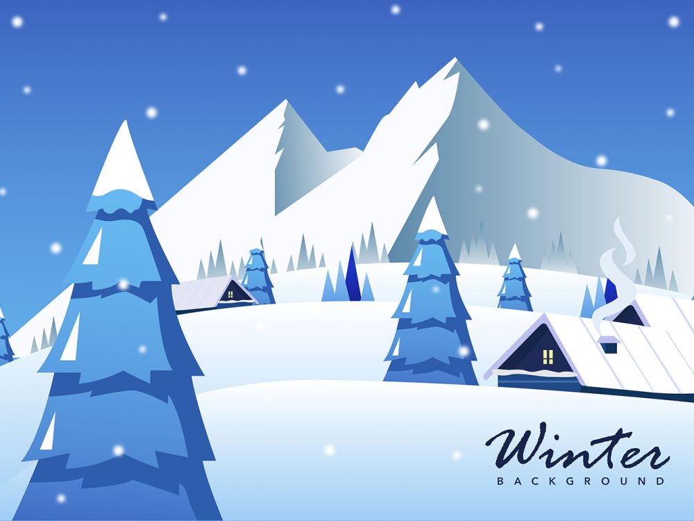 Winter Landscape Free Vector Illustration