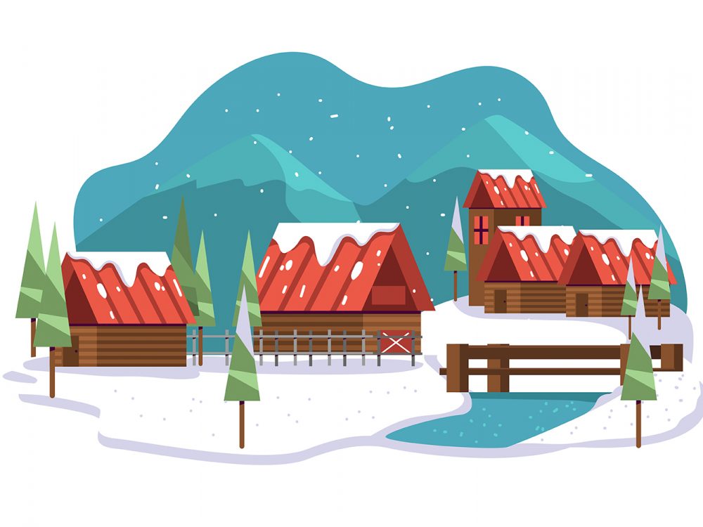 Winter Landscape Free Vector Illustration