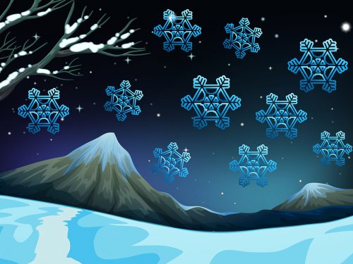 Winter Landscape with High Mountains Illustrations