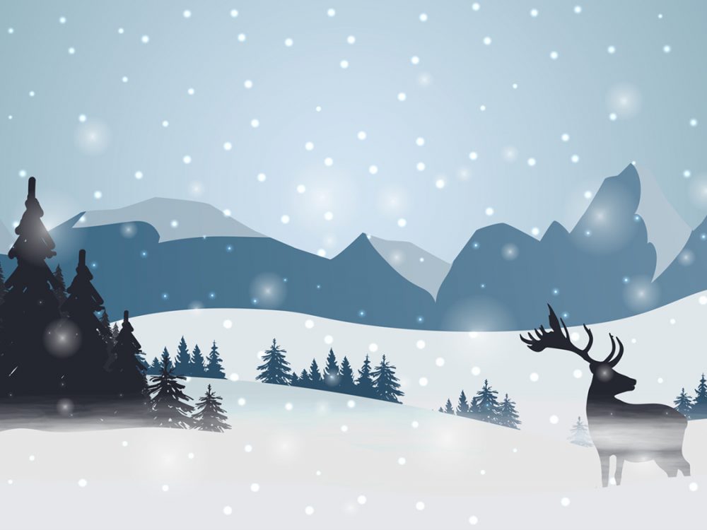 Winter Landscape with High Mountains Illustrations
