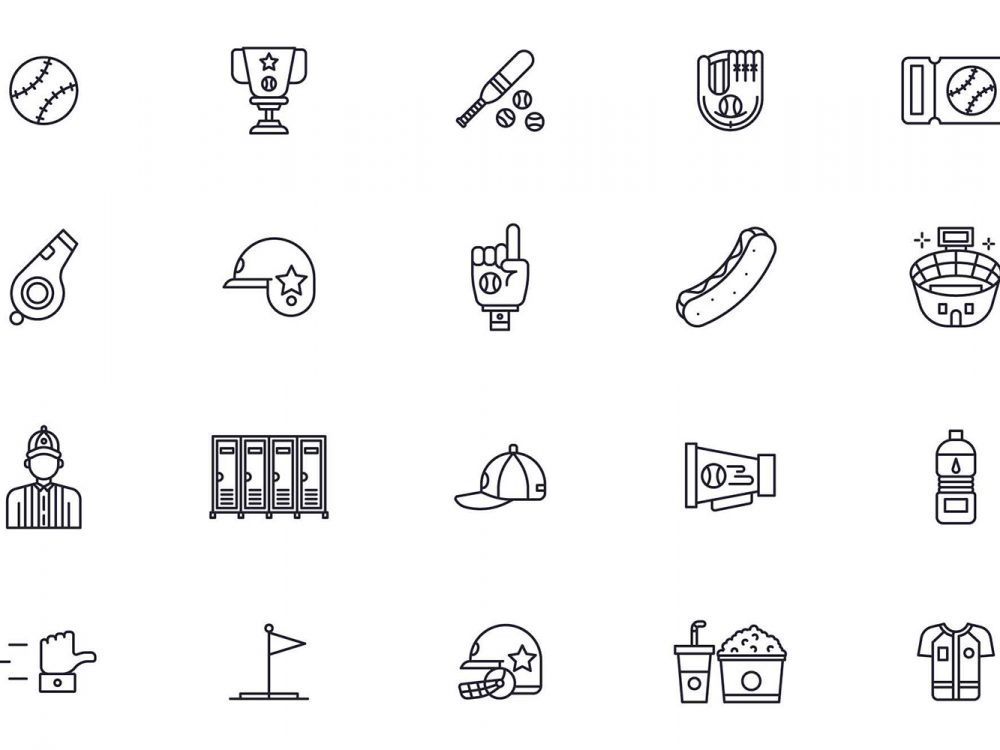 Baseball Line Vector Icons