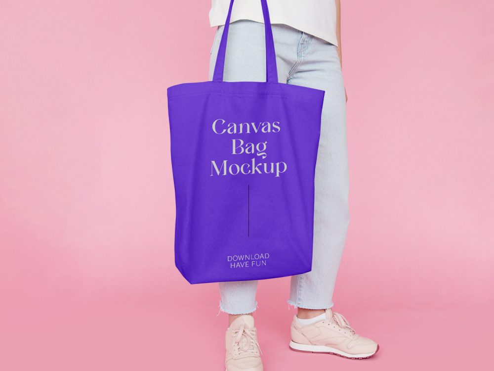 Canvas Bag with Jeans Mockup