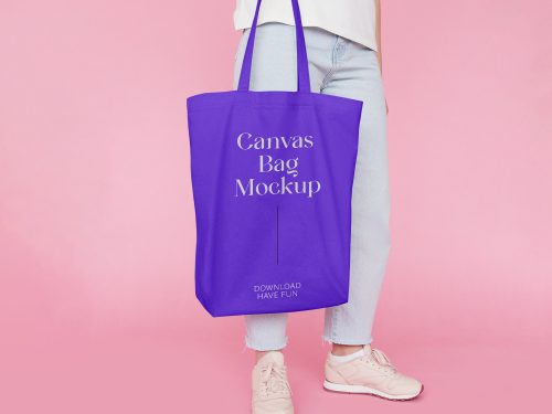 Canvas Bag with Jeans Mockup