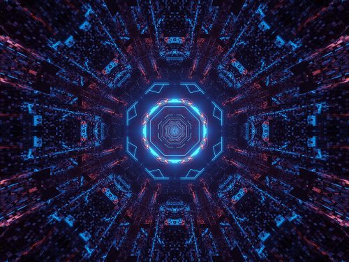 Cosmic Background with Colorful Laser Lights