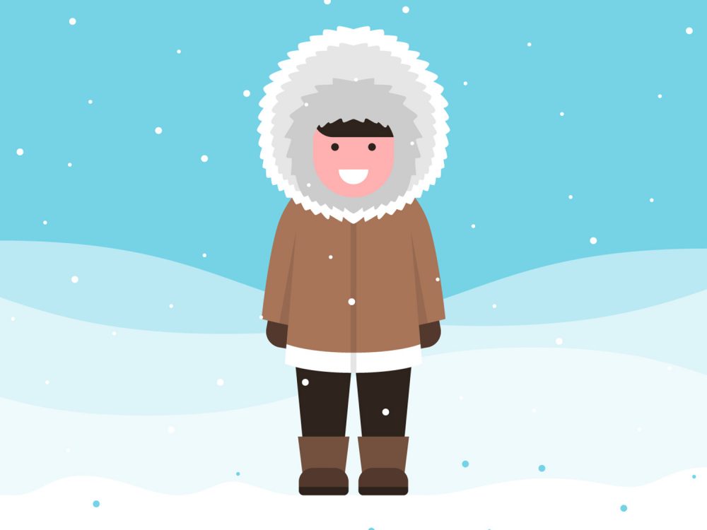 Eskimo Girl in Snowy Polar Illustration