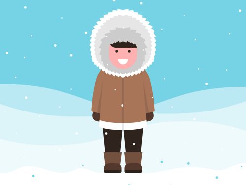 Eskimo Girl in Snowy Polar Illustration
