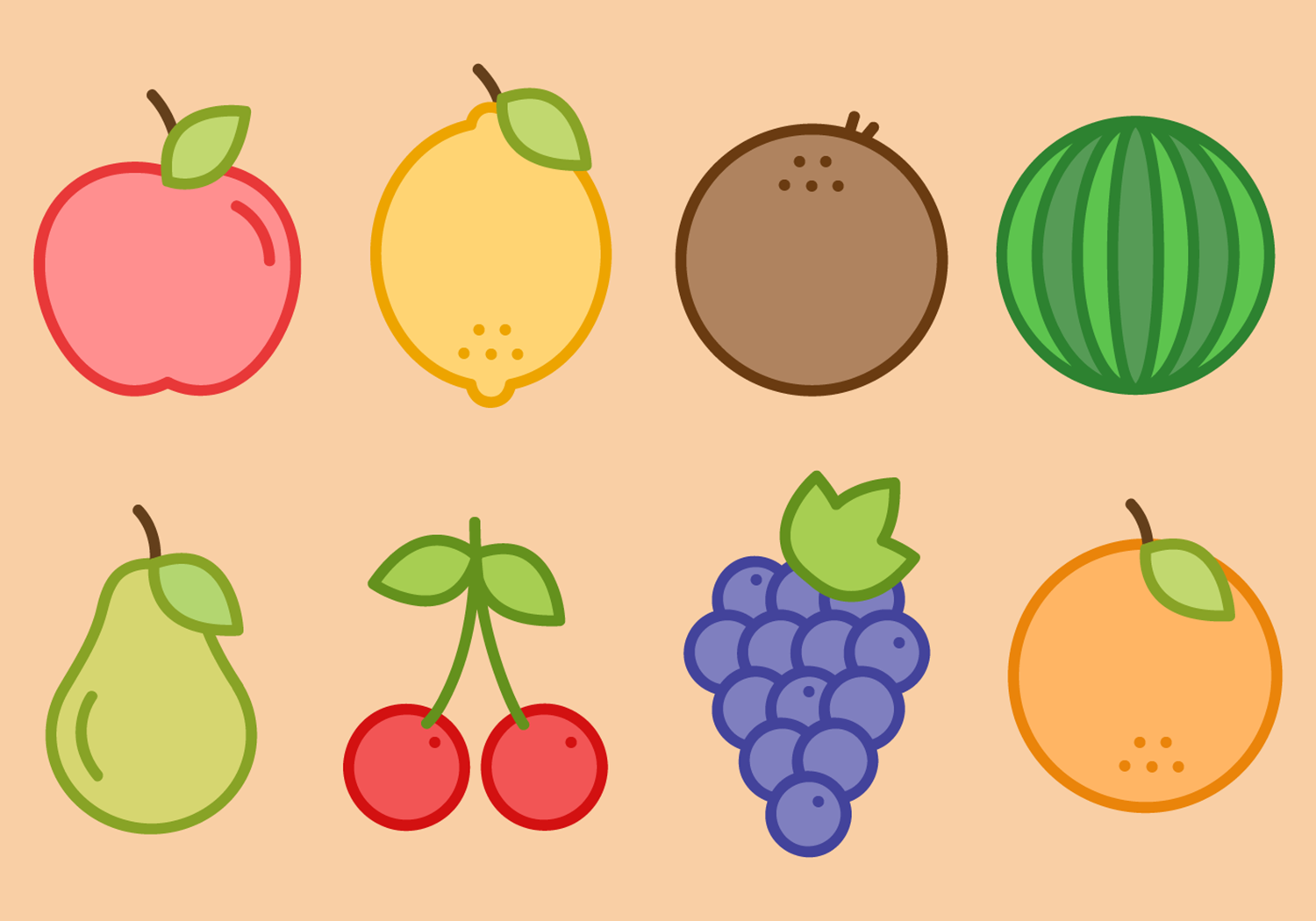 Простые векторные фрукты