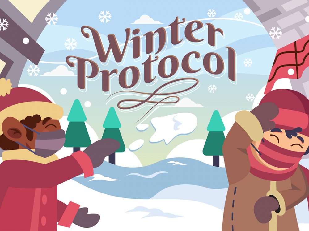 Happy Kids Playing in a Winter Illustration