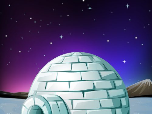 Igloo in Cold Terrain Free Vector Illustration