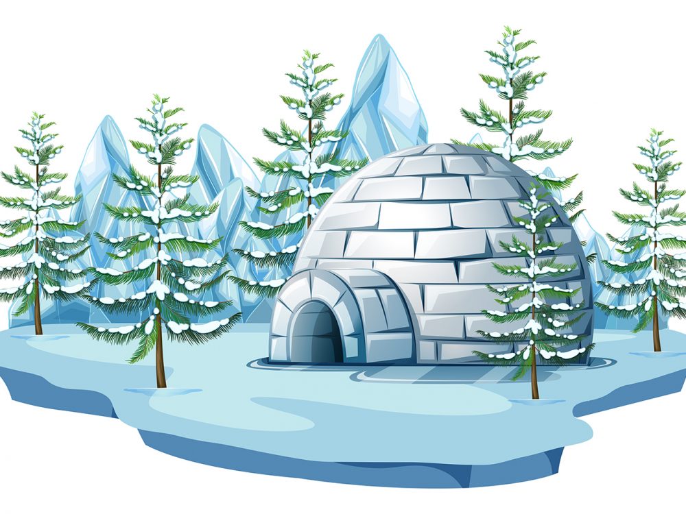 Igloo in Cold Terrain Free Vector Illustration