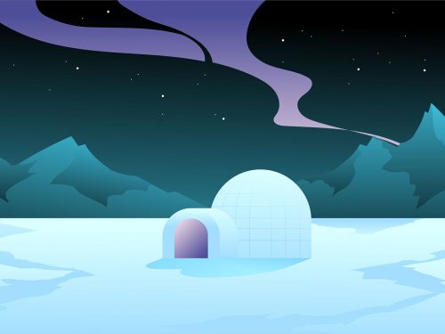 Igloo in Cold Terrain Free Vector Illustration