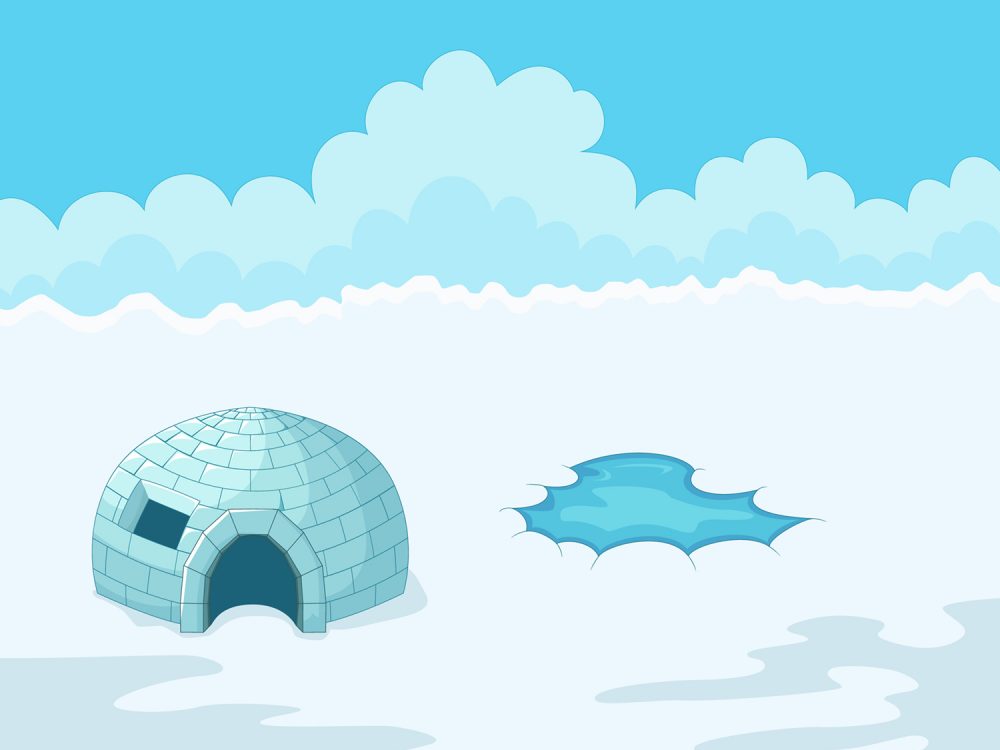 Igloo in Cold Terrain Free Vector Illustration