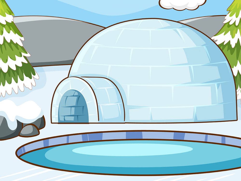 Igloo in Cold Terrain Free Vector Illustration