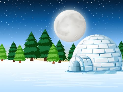Igloo in Cold Terrain Free Vector Illustration