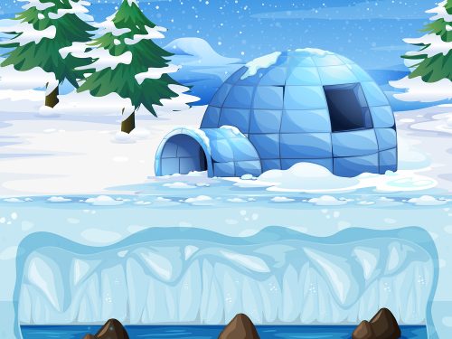 Igloo in Cold Terrain Free Vector Illustration