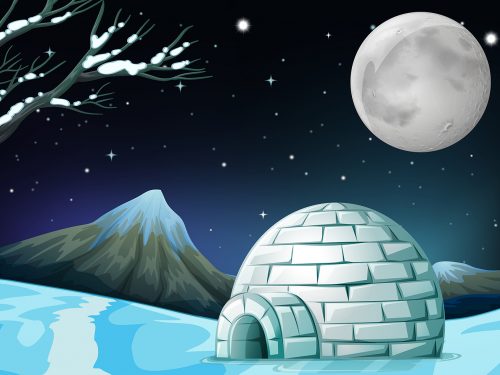 Igloo in Cold Terrain Free Vector Illustration