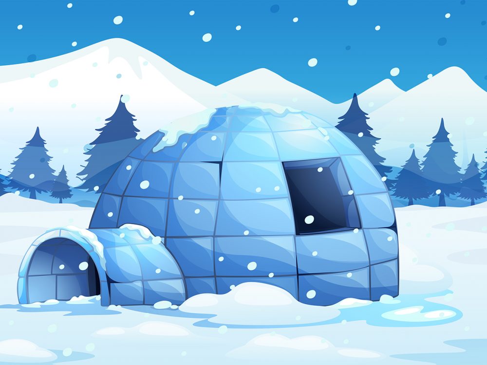 Igloo in Cold Terrain Free Vector Illustration