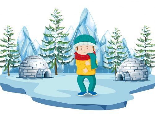 Igloo in Cold Terrain Free Vector Illustration