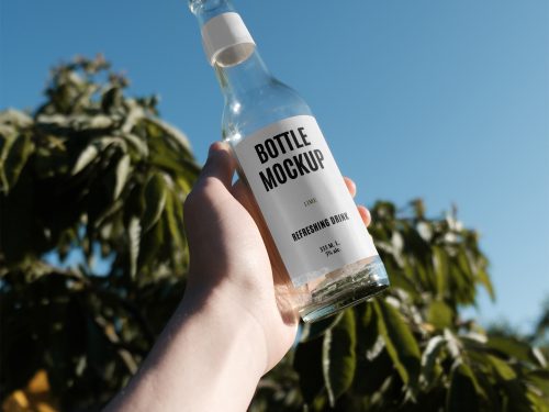 Open Glass Bottle Mockup