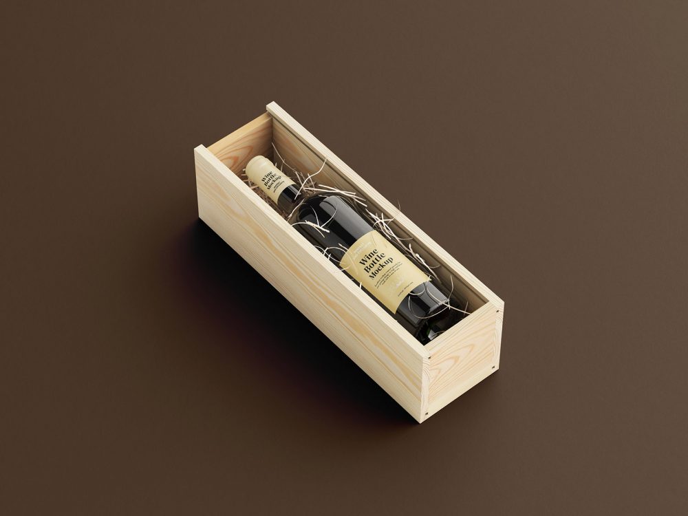 Opened Wine Box Mockup