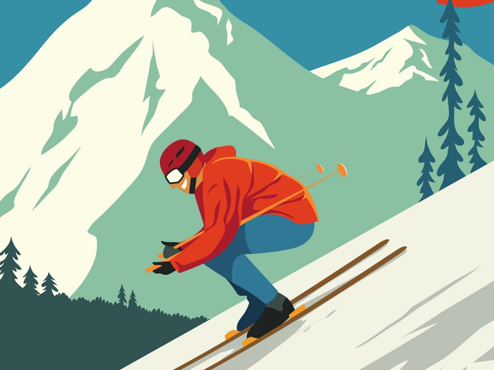 Skier Illustration Free Vector