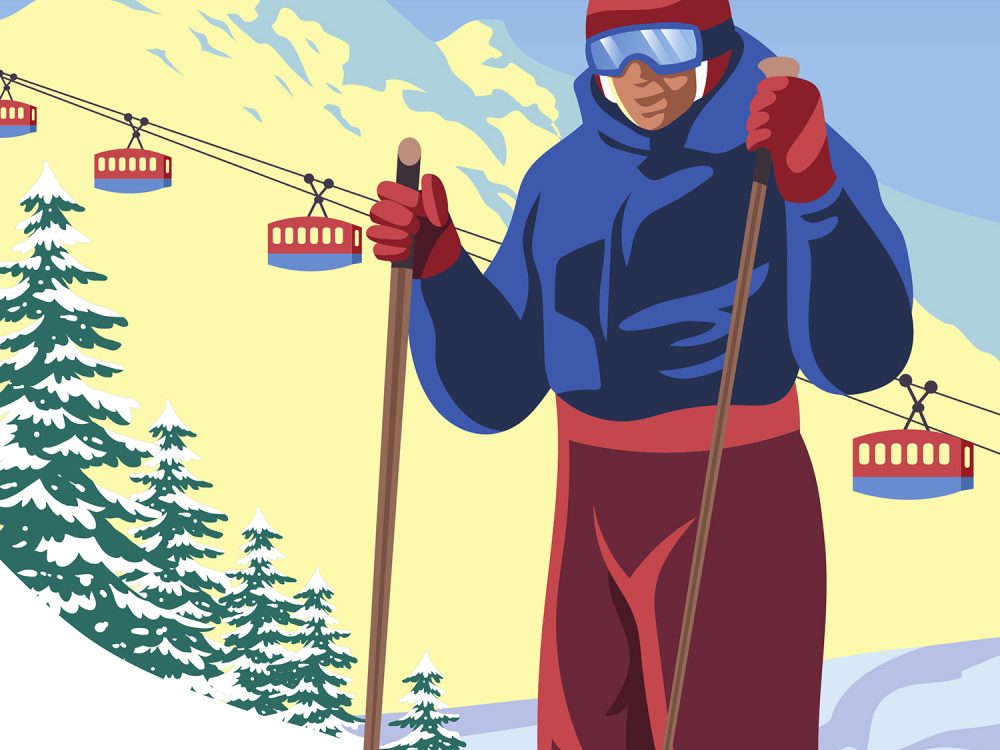 Skier Illustration Free Vector