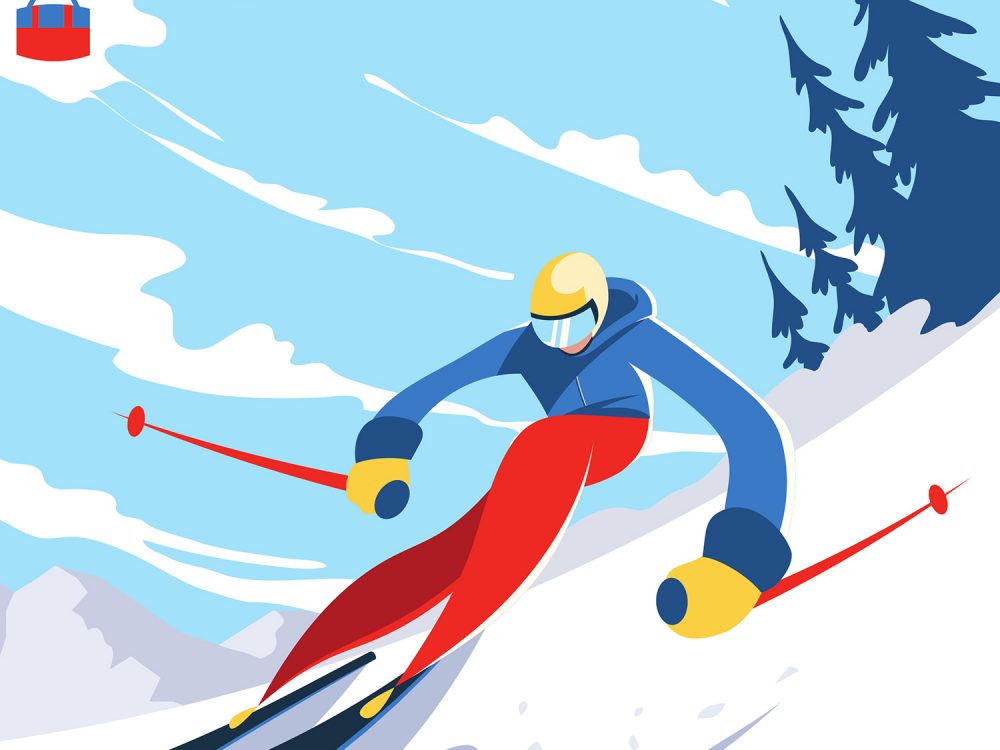Skier Illustration Free Vector
