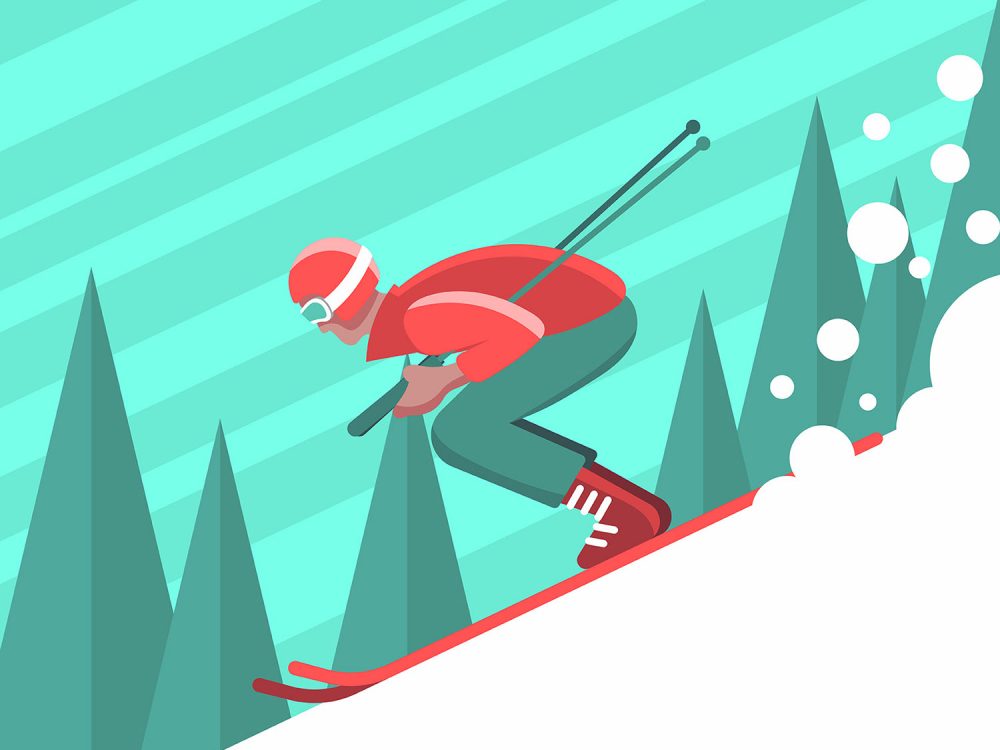 Skier Illustration Free Vector