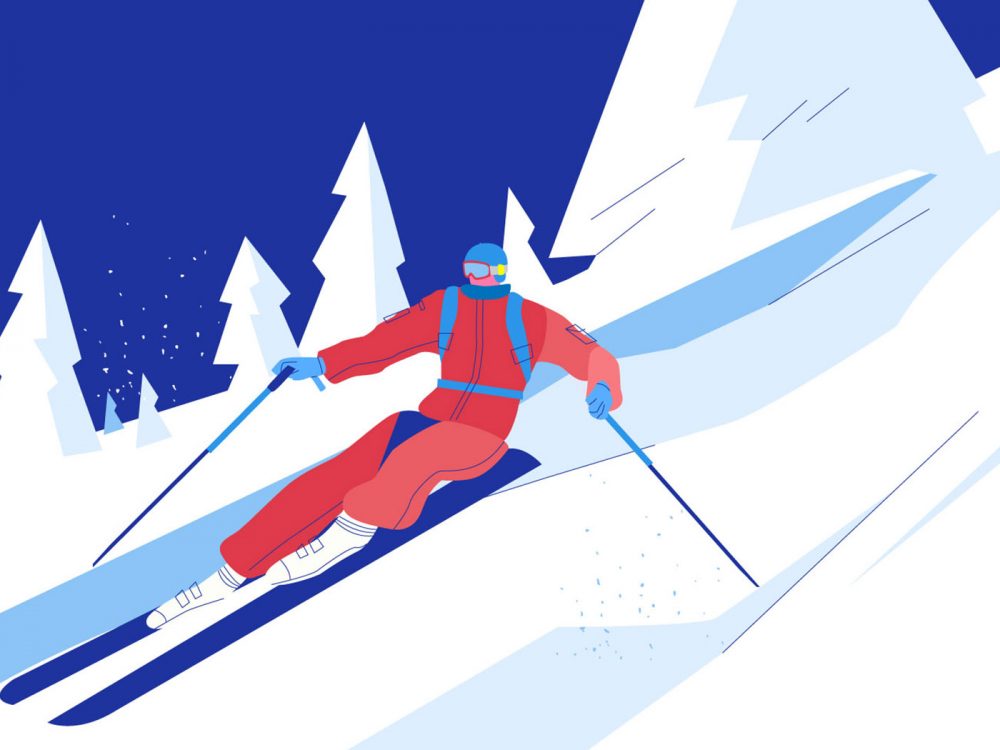 Skier Illustration Free Vector
