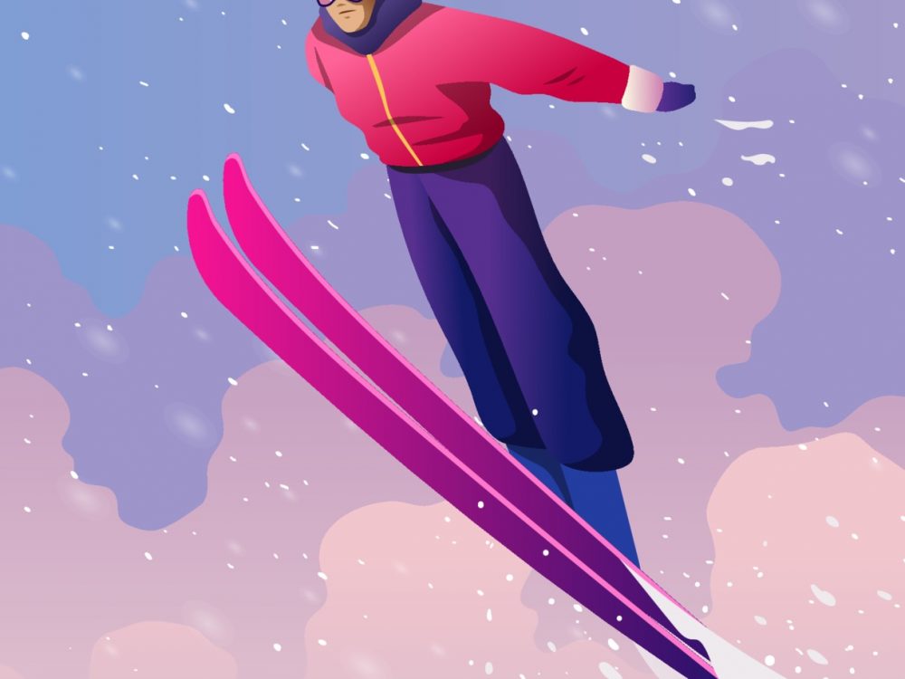 Skier Illustration Free Vector