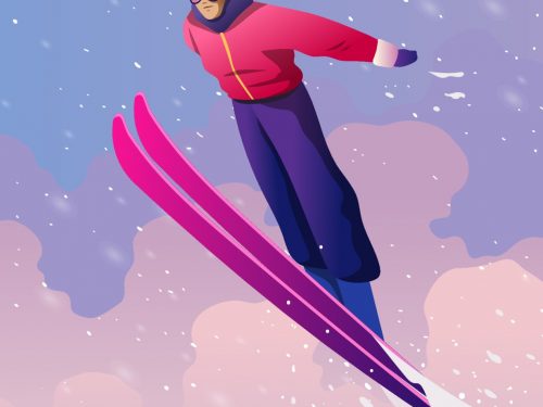 Skier Illustration Free Vector