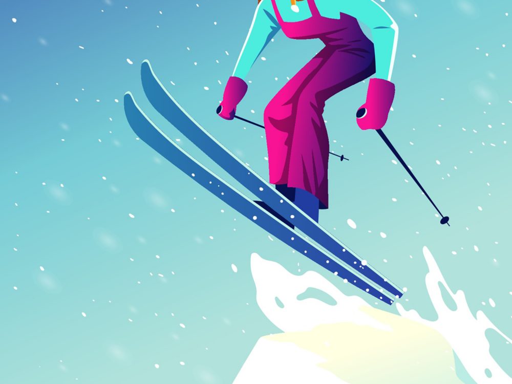 Skier Illustration Free Vector