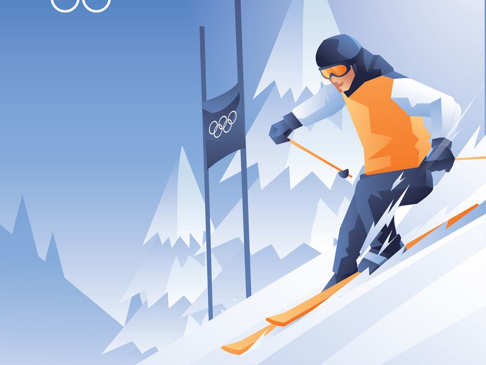 Skier Illustration Free Vector