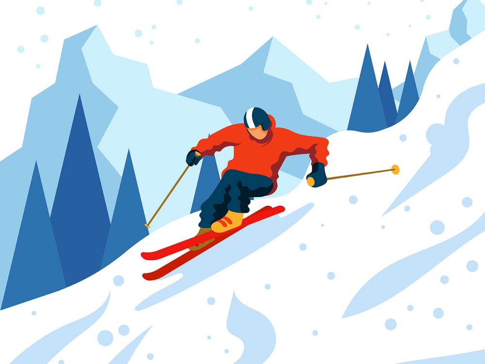 Skier Illustration Free Vector