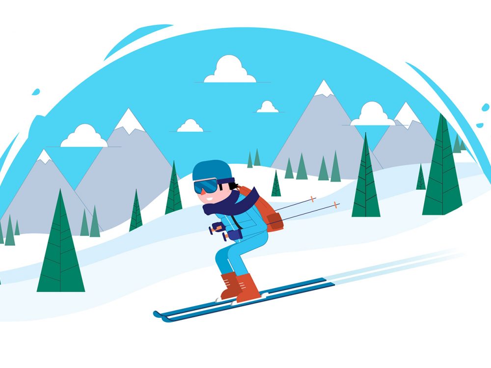 Skier Illustration Free Vector