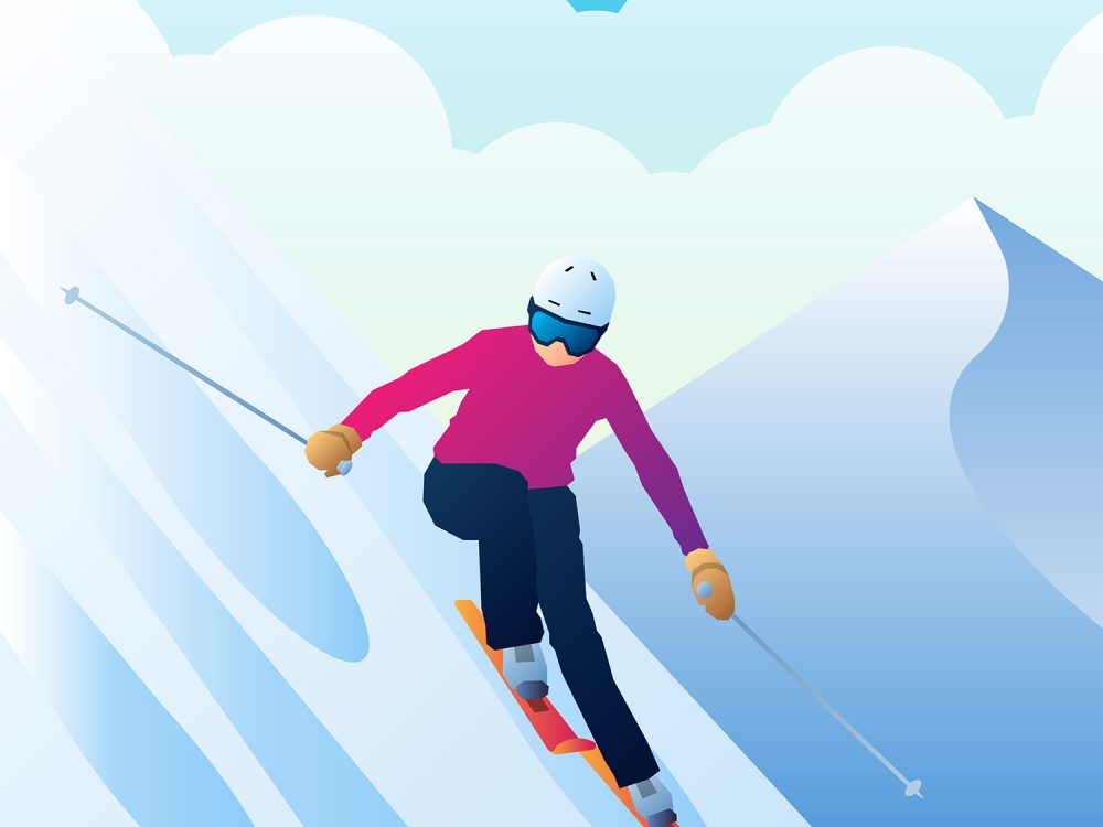 Skier Illustration Free Vector