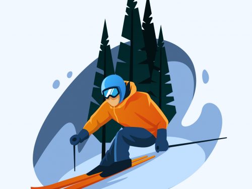 Skier Illustration Free Vector