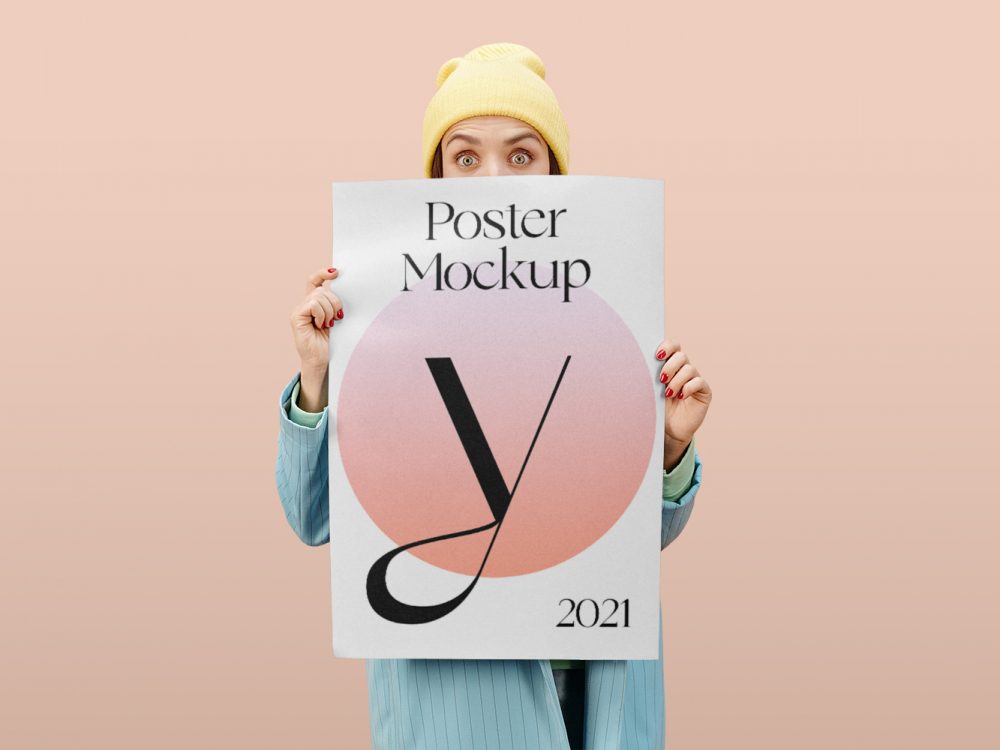 Women Holding Poster Mockup