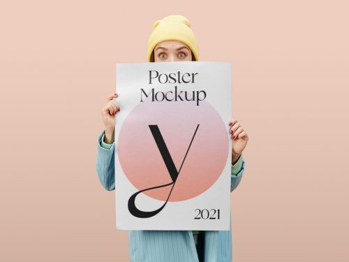 Women Holding Poster Mockup