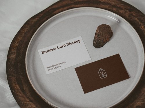 Business Card on Plate Mockup