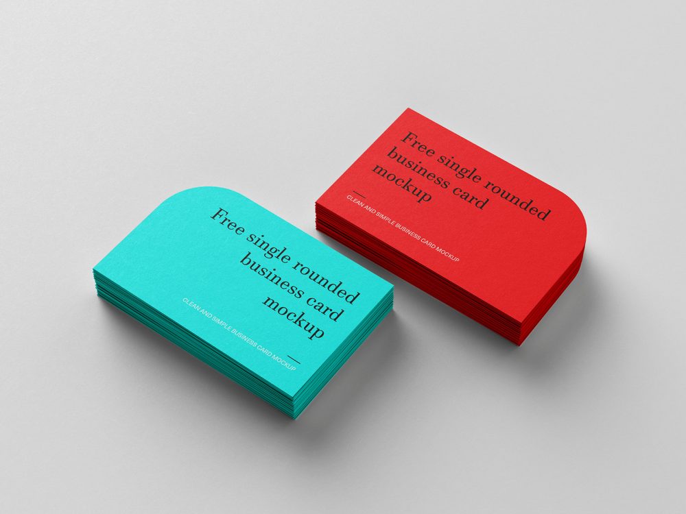 Free Single Rounded Business Cards Mockup