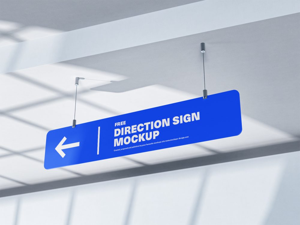 Hanging Direction Sign Mockup