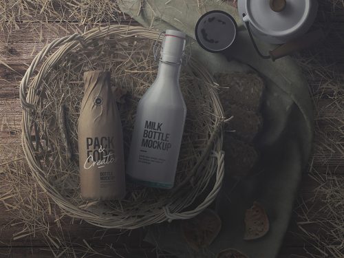 Milk Bottle Free Mockup
