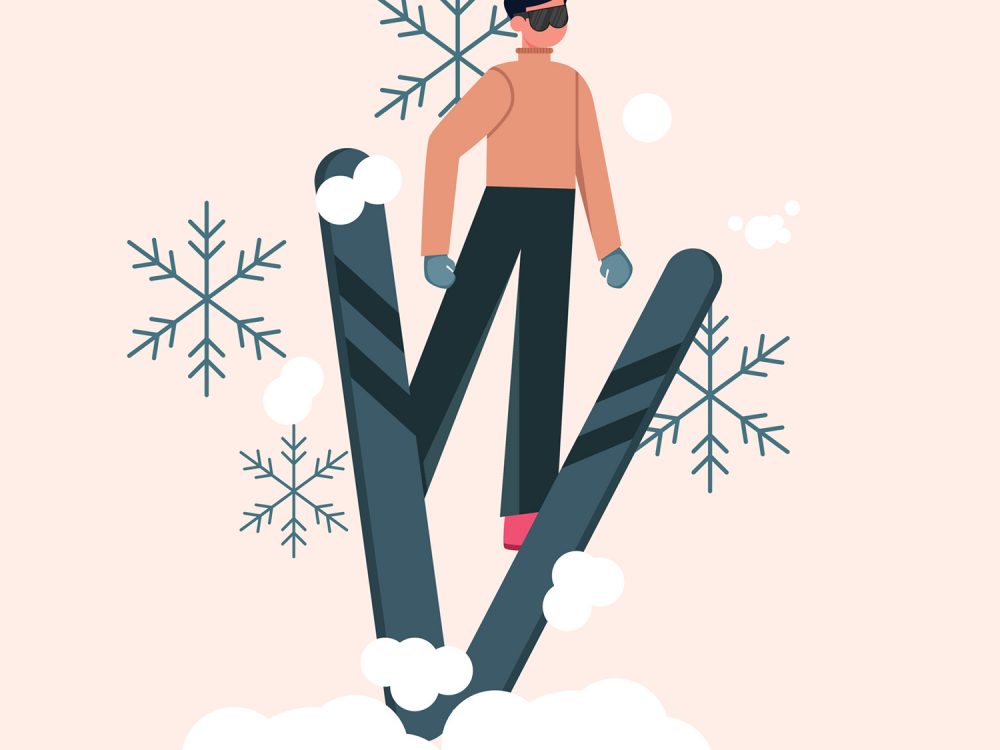 Skier Illustration Free Vector