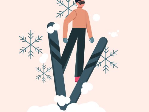 Skier Illustration Free Vector