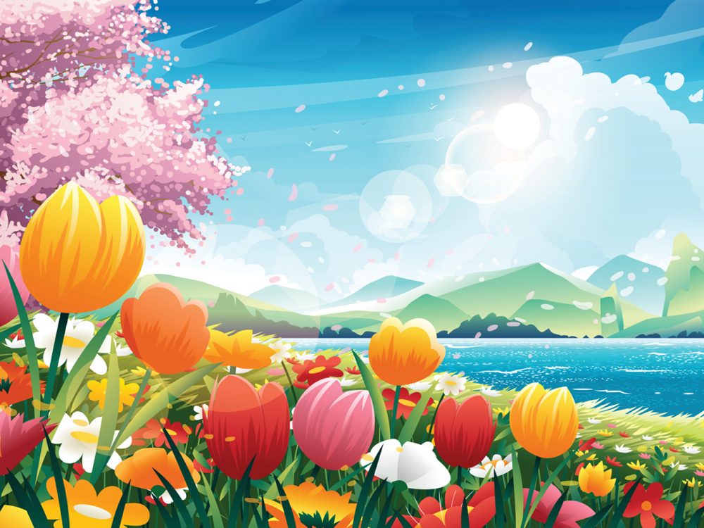 Spring Landscape Nature Illustration